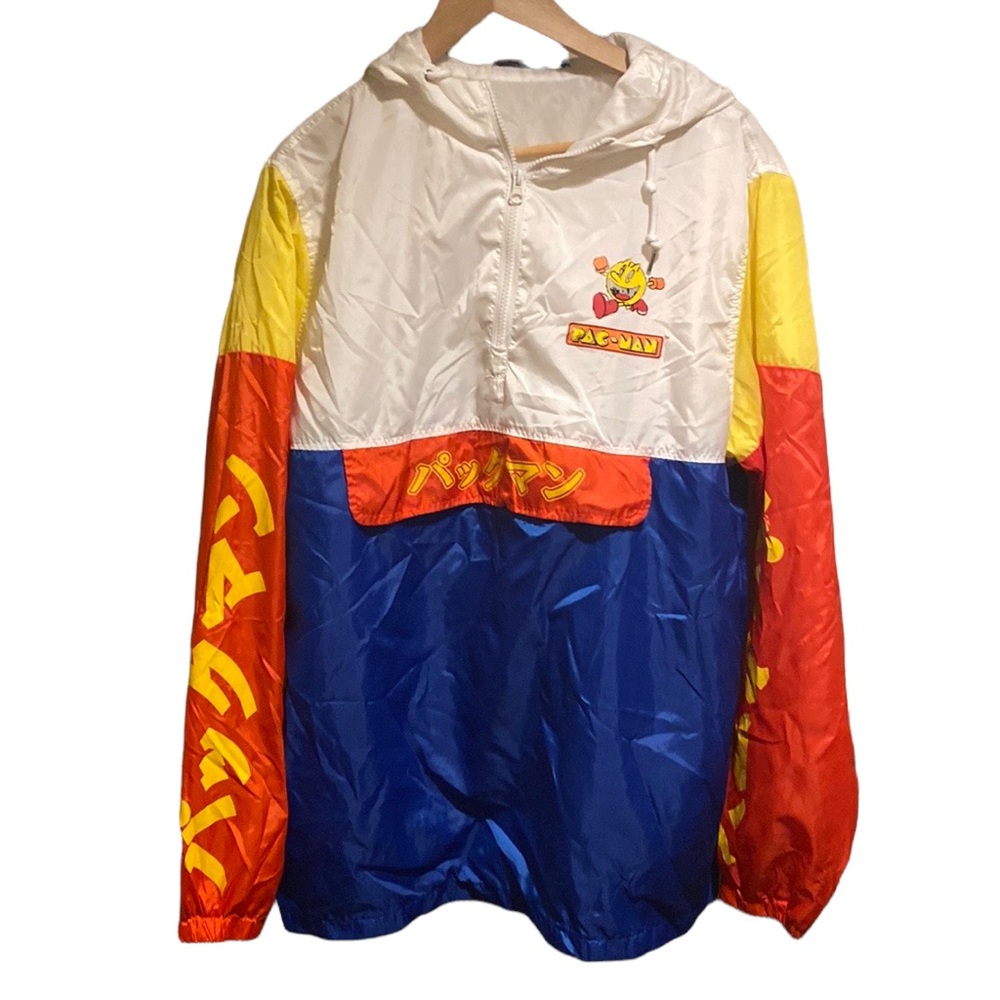 Vintage Original Pac-Man Pullover Lightweight windbreaker jacket Size XL